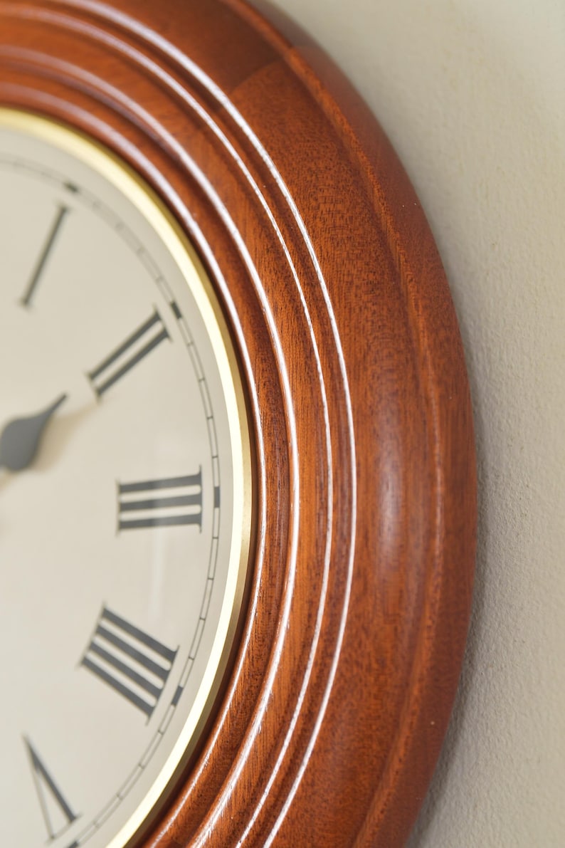 Cherrywood Wall Clock Mid-Century English Style view 6