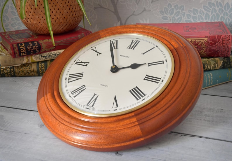 Cherrywood Wall Clock Mid-Century English Style view 7