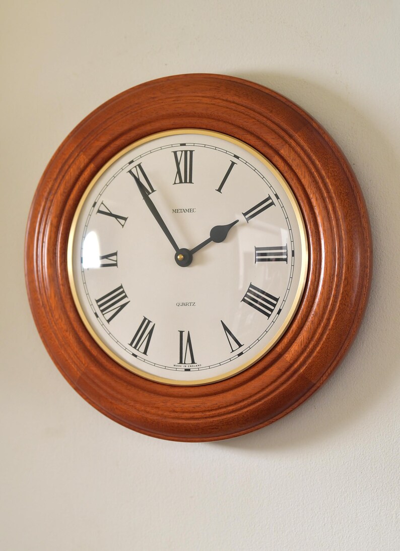 Cherrywood Wall Clock Mid-Century English Style view 13