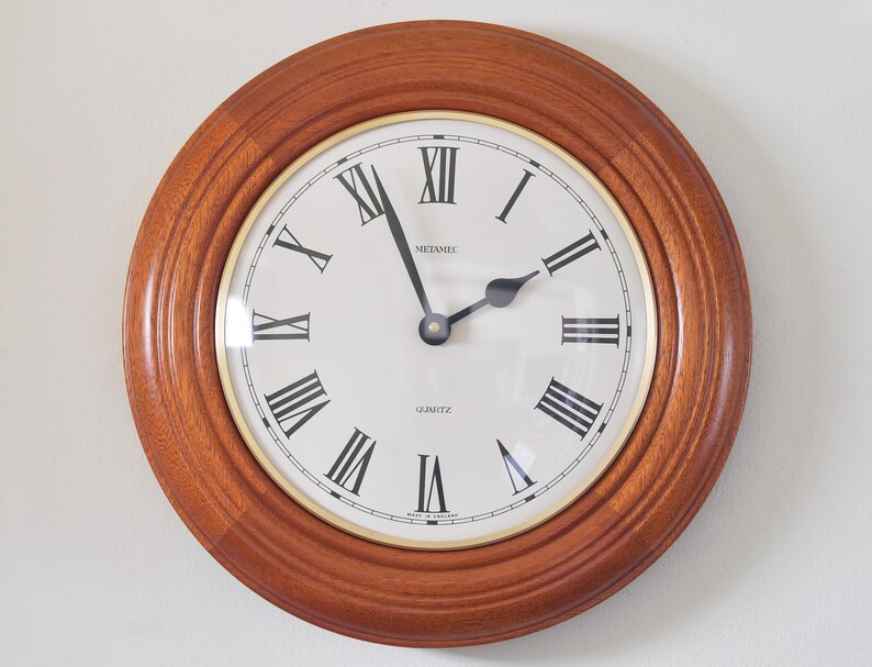 Cherrywood Wall Clock Mid-Century English Style view 18