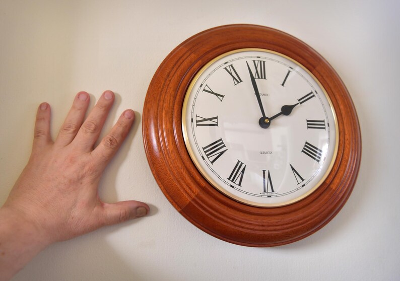 Cherrywood Wall Clock Mid-Century English Style view 19