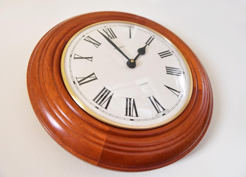 Cherrywood Wall Clock Mid-Century English Style view 20