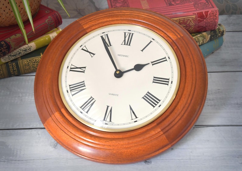 Cherrywood Wall Clock Mid-Century English Style view 21