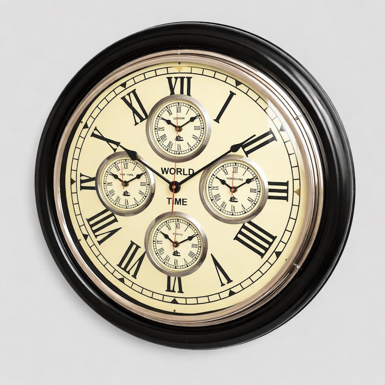 Large World Time Zone Wall Clock view 4