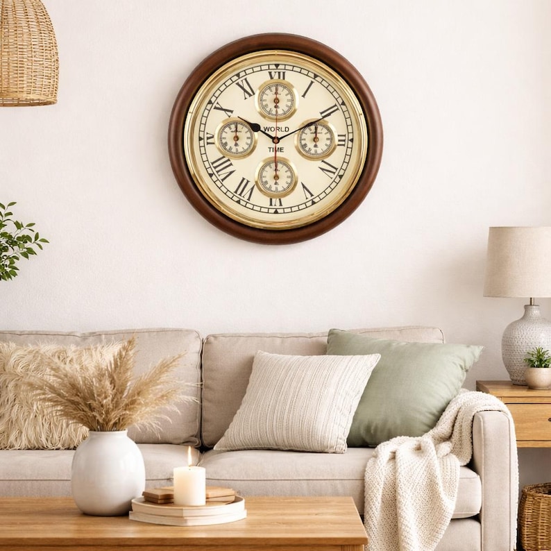 Large World Time Zone Wall Clock view 5