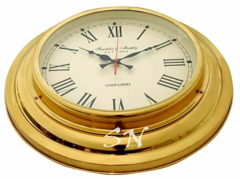 Brass Nautical Wall Clock Ship's Dial view 3