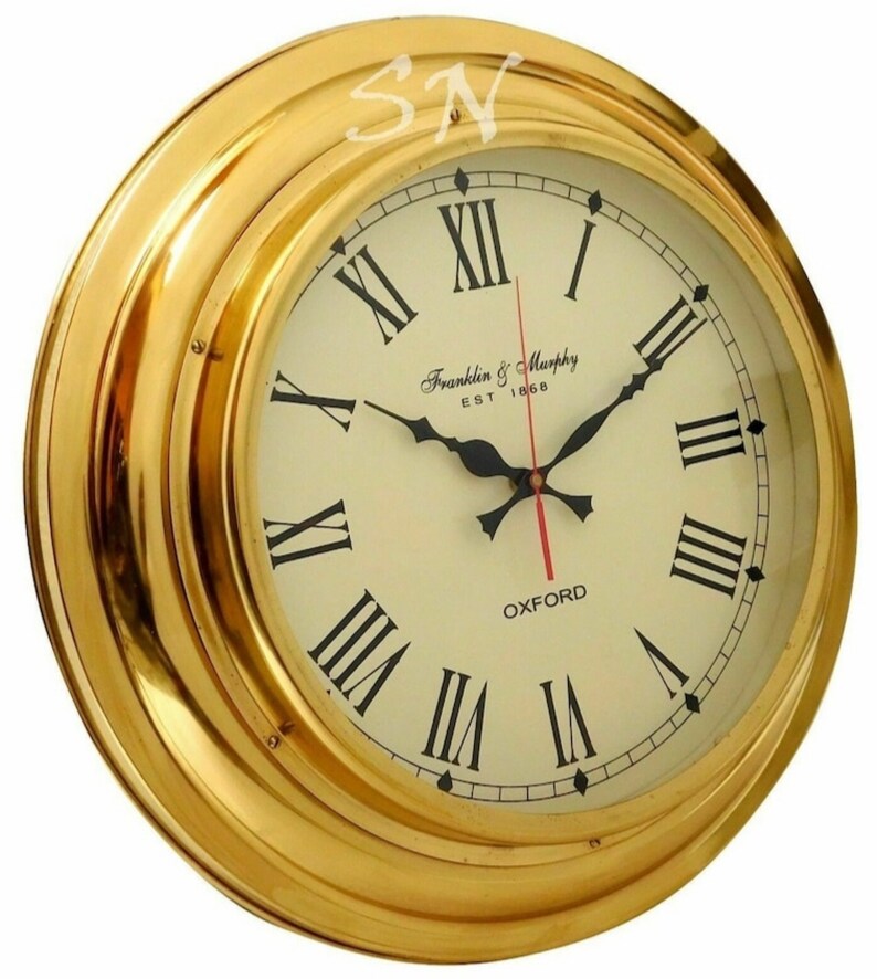 Brass Nautical Wall Clock Ship's Dial view 4