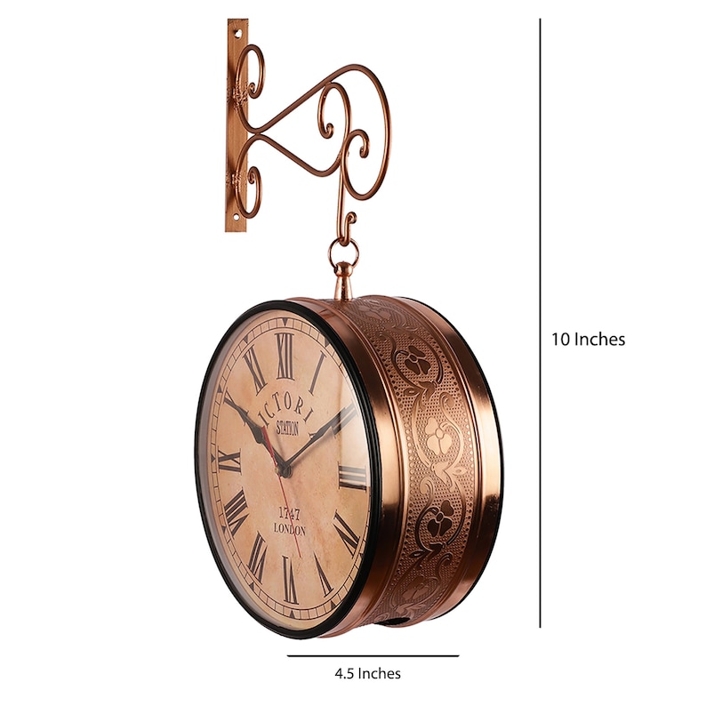 Copper and Gold Dual-Sided Victorian Wall Clock view 2