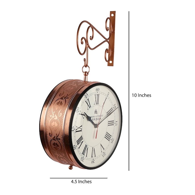 Copper and Gold Dual-Sided Victorian Wall Clock view 5