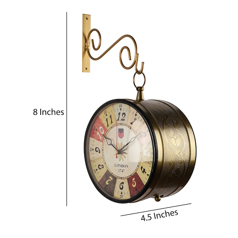 Copper and Gold Dual-Sided Victorian Wall Clock view 10
