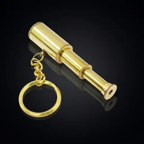 Vintage Brass Telescope and Anchor Keychain view 1
