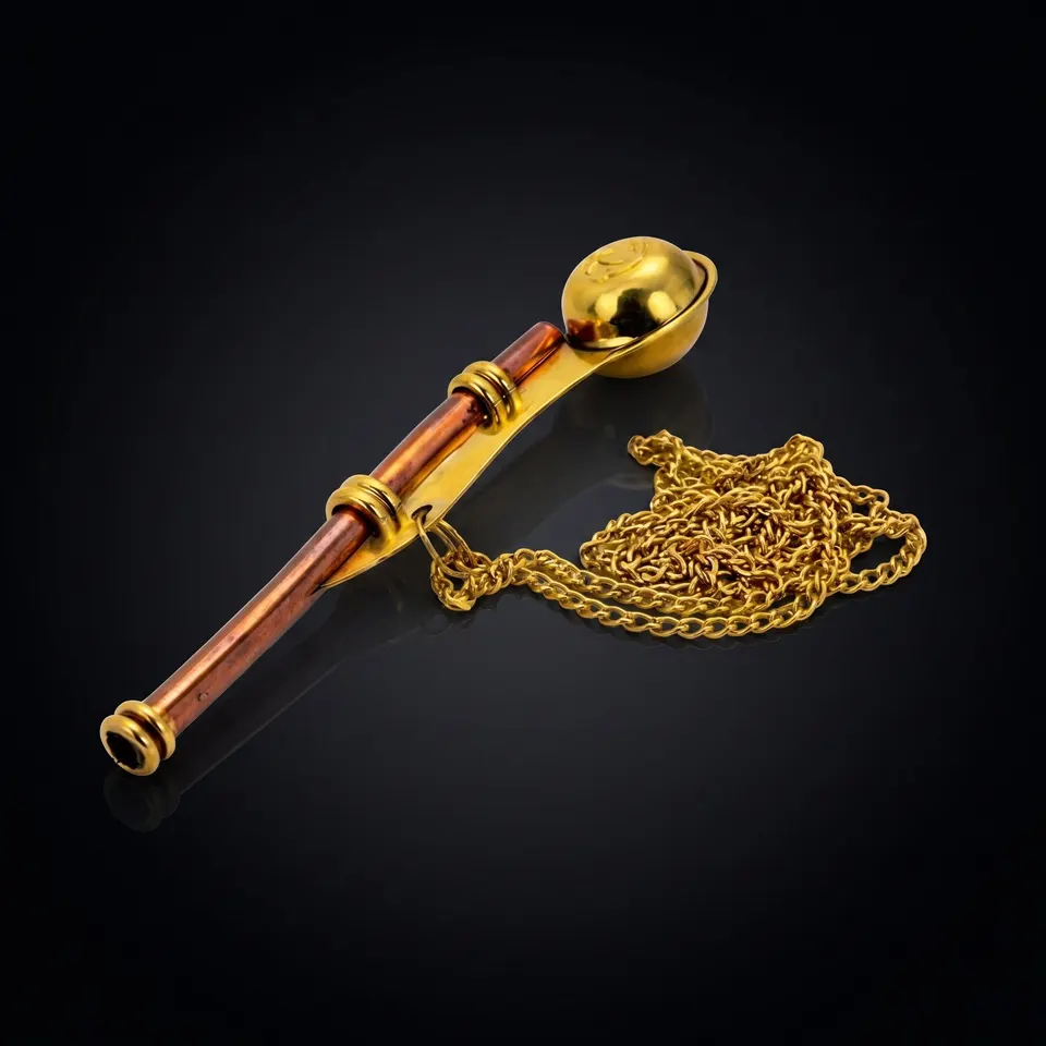 Solid Brass and Copper Boatswain Pipe Keychain
