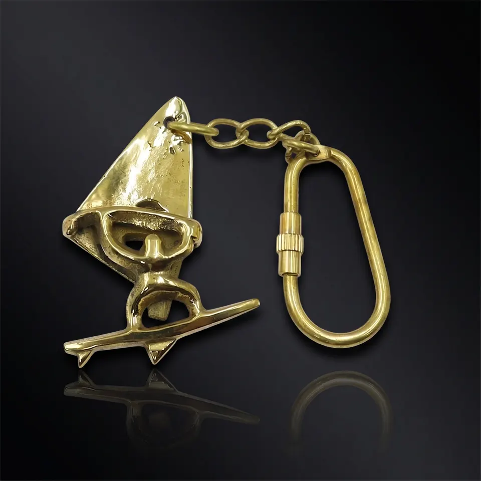Brass Windsurfing Board Keyring