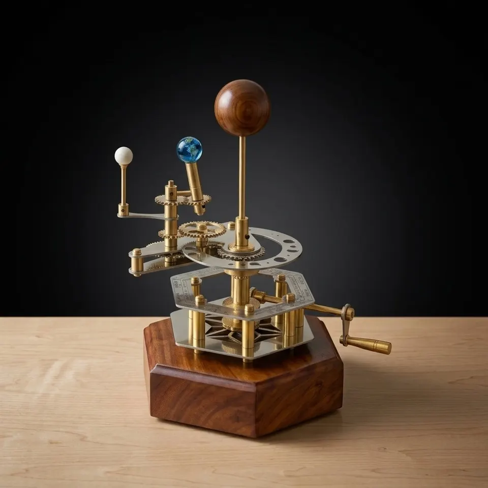 Brass Solar System Orrery, Shelf Display