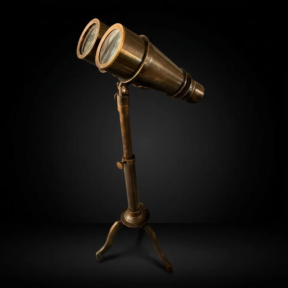 Brass Field Binocular with Removable Folding Tripod Stand