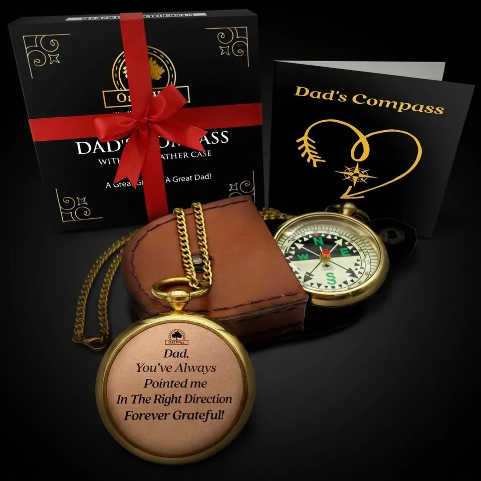 To Dad Compass, Leather Case
