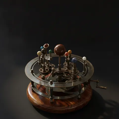 Antique-Style Brass Solar System Orrery, Museum view 1