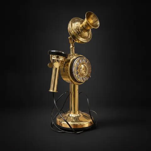 Polished Brass Candlestick Telephone — 1920s Style view 1