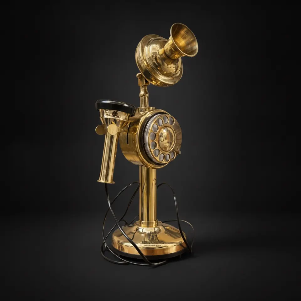Polished Brass Candlestick Telephone — 1920s Style