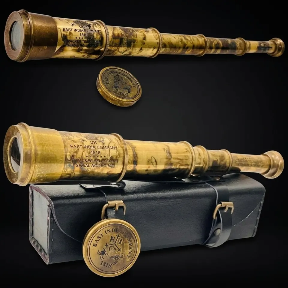 Brass Spyglass Telescope 17" with Leather Case