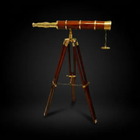 Brass Floor Standing Telescope 26" with Wooden Tripod Stand view 1
