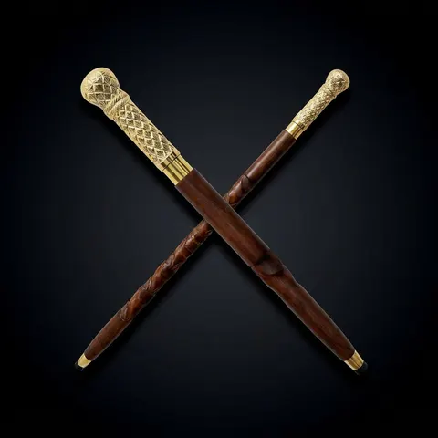 Pure Brass Handle Rosewood Walking Stick view 1