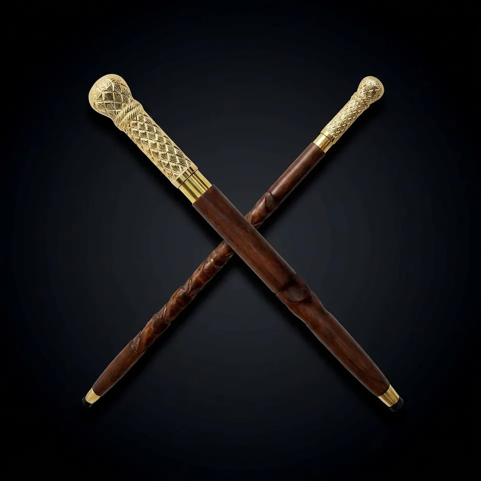 Pure Brass Handle Rosewood Walking Stick