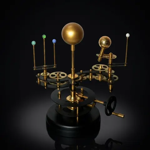 Brass Orrery with Semi-Precious Stone Planets, Museum view 1