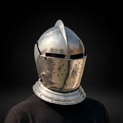 Visored Medieval Knight Helmet — Gothic Steel view 1