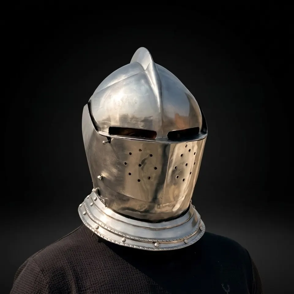 Visored Medieval Knight Helmet — Gothic Steel