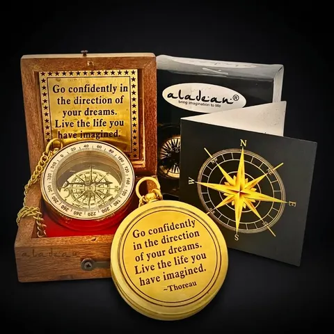 Motivational Compass, Wooden Box view 1