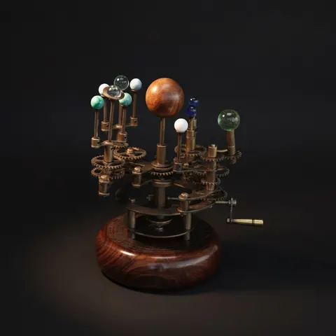 Brass Solar System Orrery, Shelf Display view 1