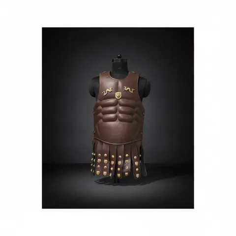 Medieval Leather Greek Muscle Armor Cuirass with Brass Accents for LARP view 1