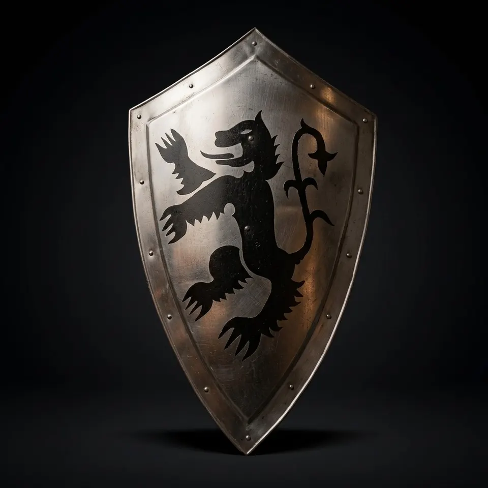 Dragon Templar Steel Shield with Medieval Knight Crusader