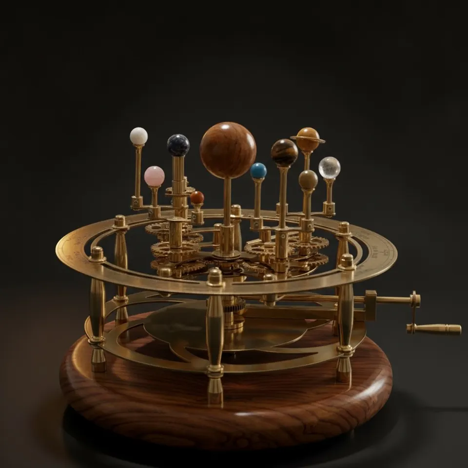 Vintage-Style Brass Solar System Orrery, Museum
