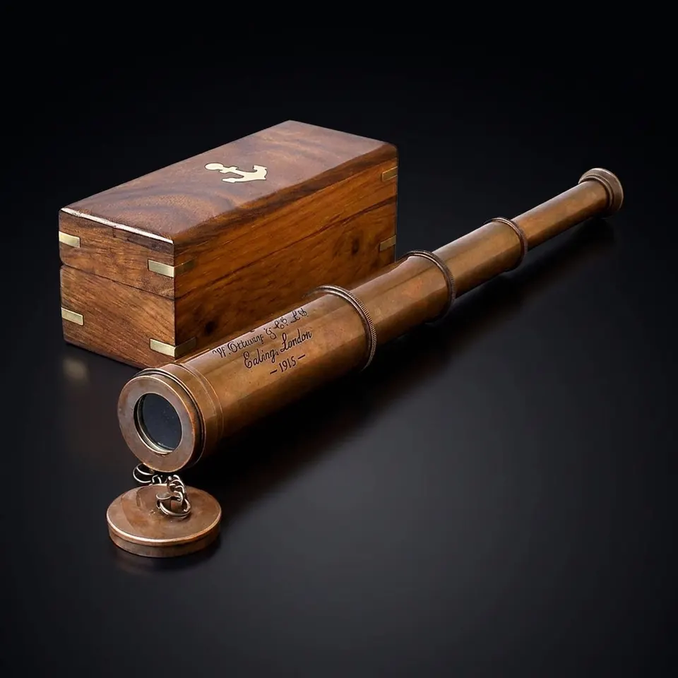 Brass Spyglass Telescope 17" with Wooden Box