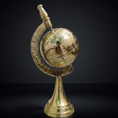 Compact Polished Brass Desk Globe view 1