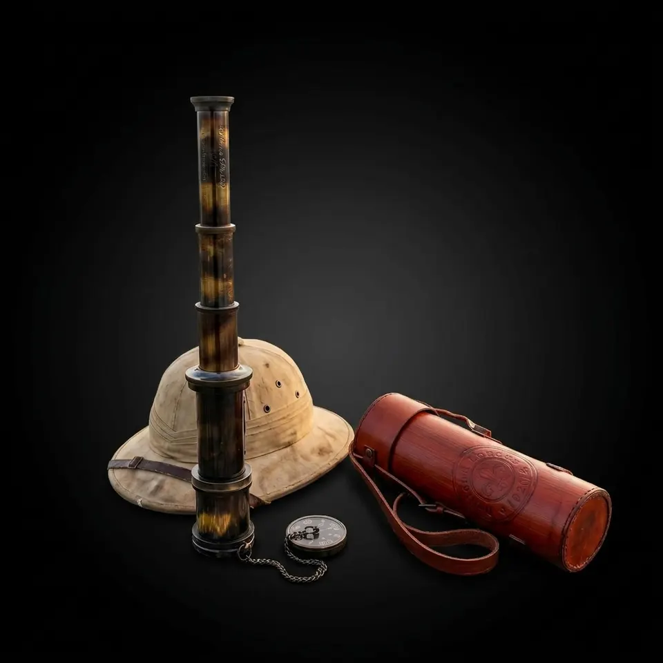 Brass Spyglass Telescope 17" with Round Leather Case