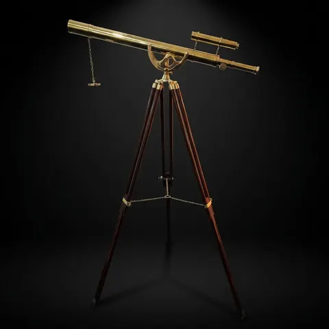 Double Barrel Brass Floor Standing Telescope 63" with No Case view 1
