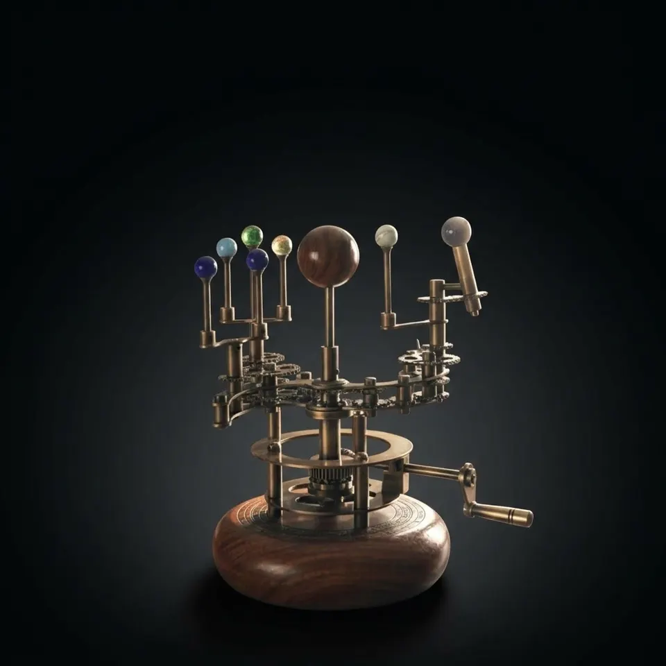 Brass Solar System Orrery, Shelf Display