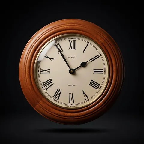 Cherrywood Wall Clock Mid-Century English Style view 1