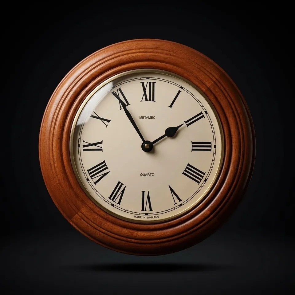 Cherrywood Wall Clock Mid-Century English Style