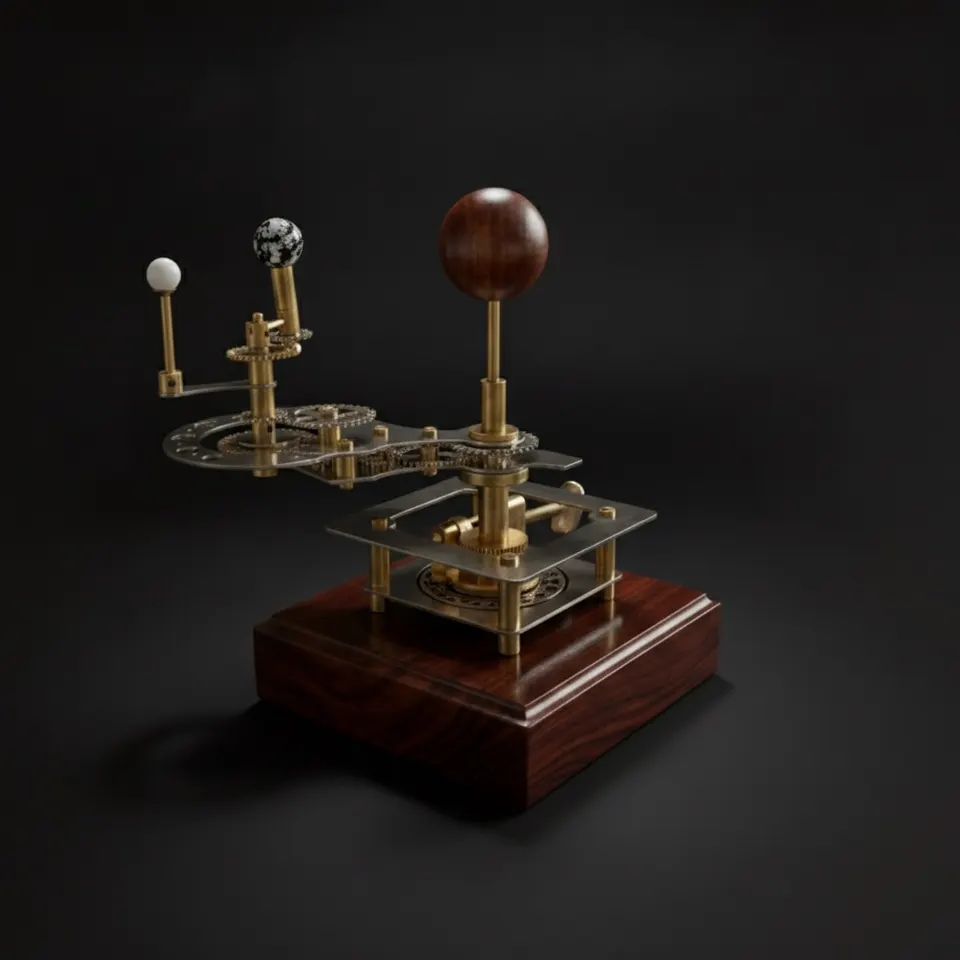 Brass Solar System Orrery, Shelf Display
