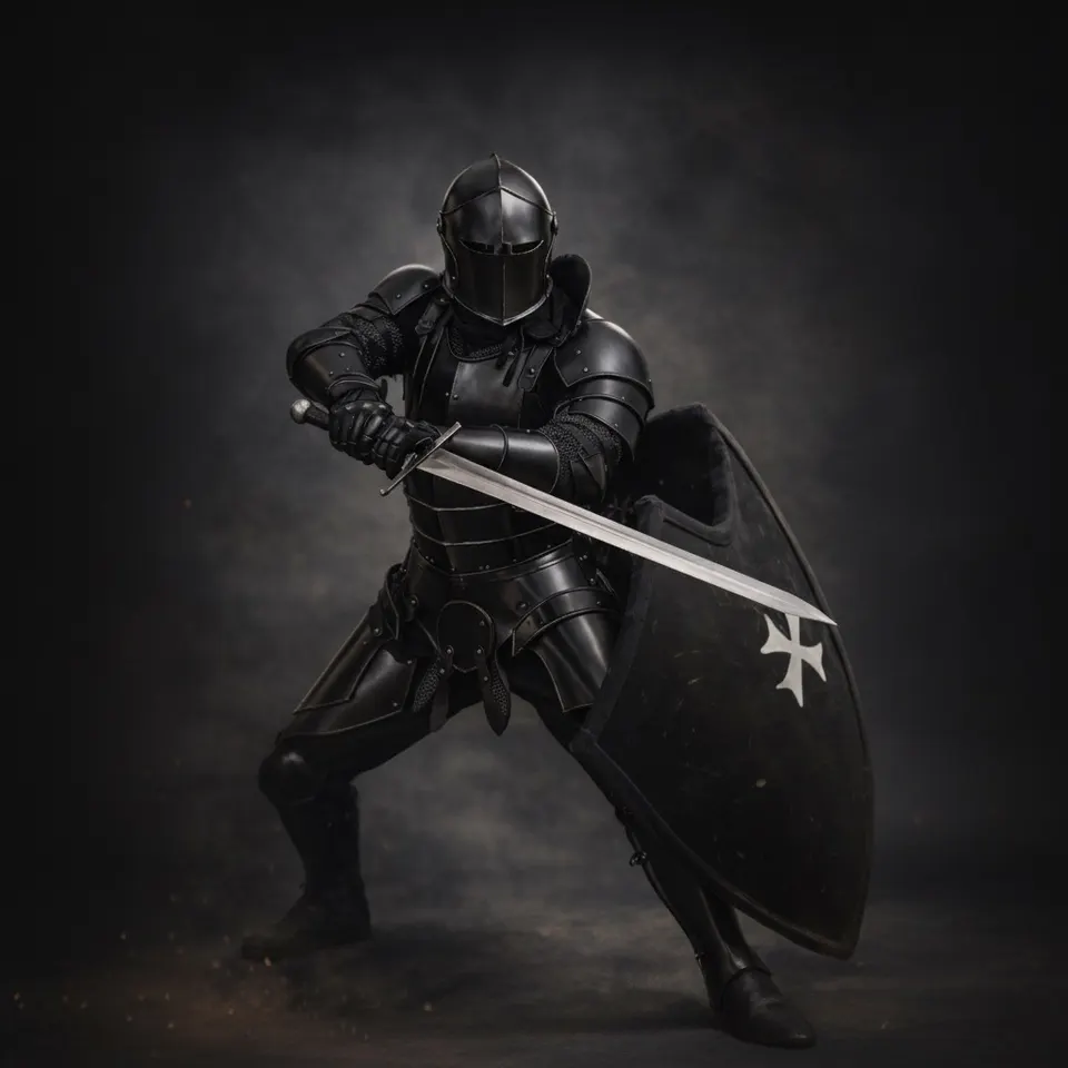 Wearable Dark Italian Barbuta Knight Armor with Gothic Plate for LARP