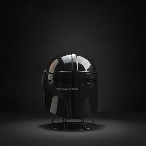 Mandalorian Black Helmet — Space Warrior Display view 1
