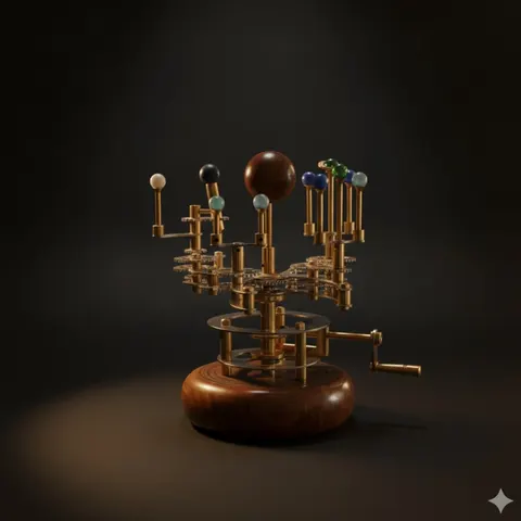 Brass Solar System Orrery, Shelf Display view 1