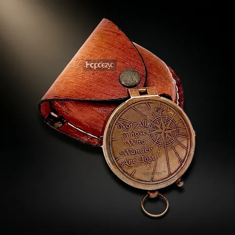 Motivational Compass, Round Leather Case view 1