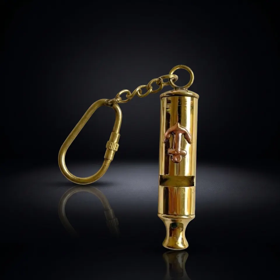 Brass Nautical Whistle Keychain