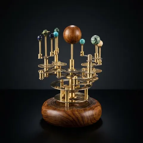 Brass Solar System Orrery, Shelf Display view 1