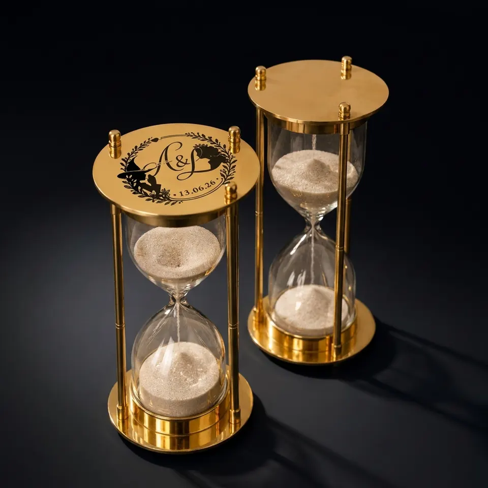 Fillable Brass Hourglass, Sand Ceremony Set, 5-Minute